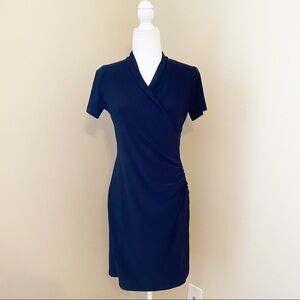 Norma Kamali Faux Wrap Short Sleeve Black Dress - S